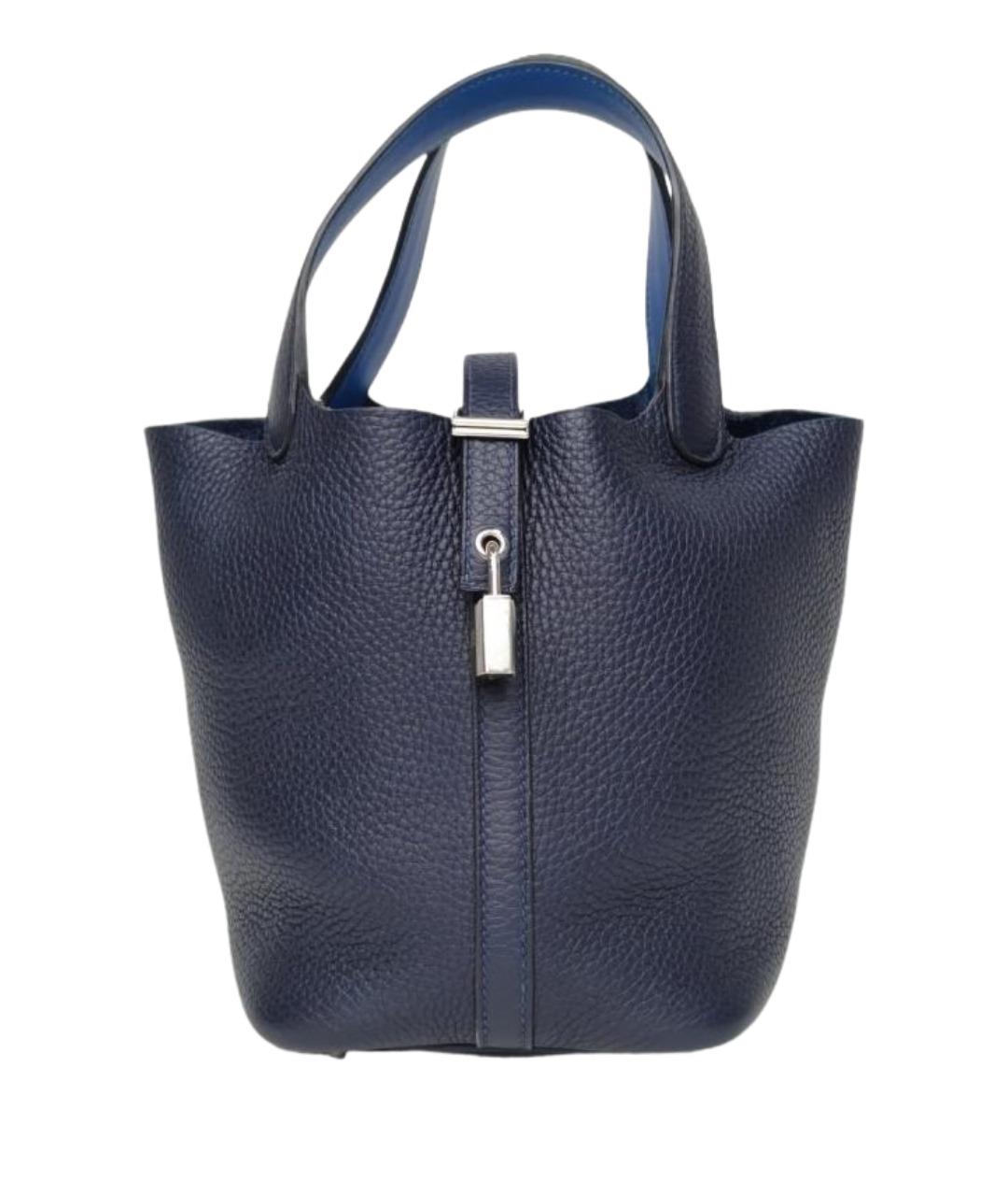 HERMES Темно-синяя кожаная сумка через плечо, фото 1