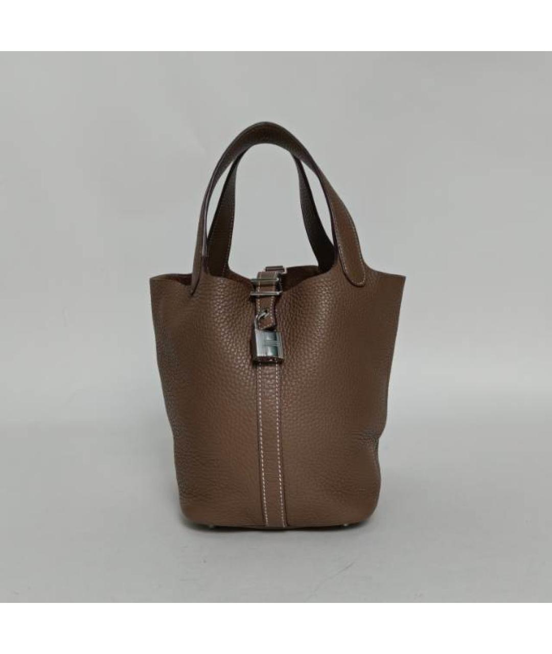 HERMES Коричневая кожаная сумка через плечо, фото 8