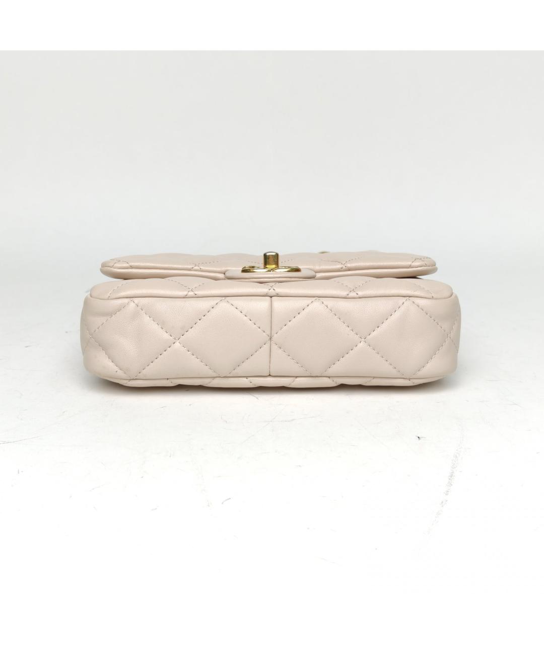 CHANEL Бежевая кожаная сумка через плечо, фото 6