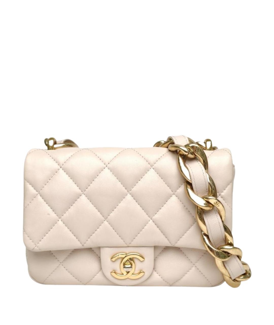 CHANEL Бежевая кожаная сумка через плечо, фото 1