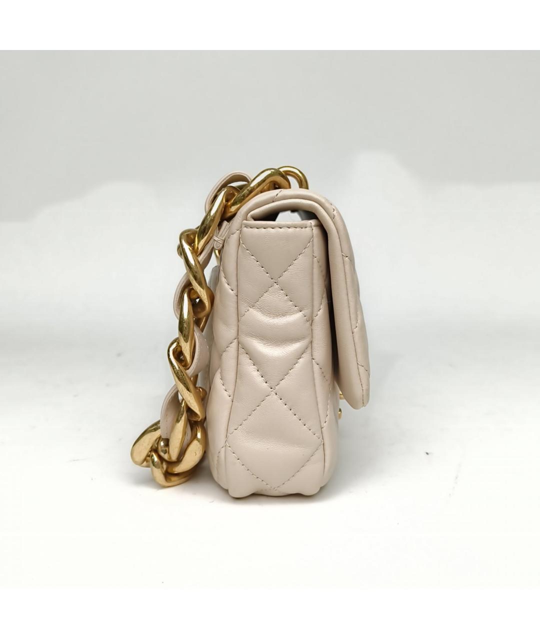 CHANEL Бежевая кожаная сумка через плечо, фото 5