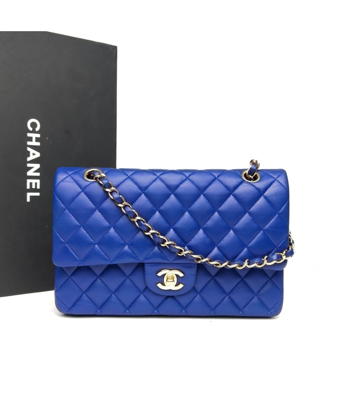 CHANEL Темно-синяя кожаная сумка через плечо, фото 9