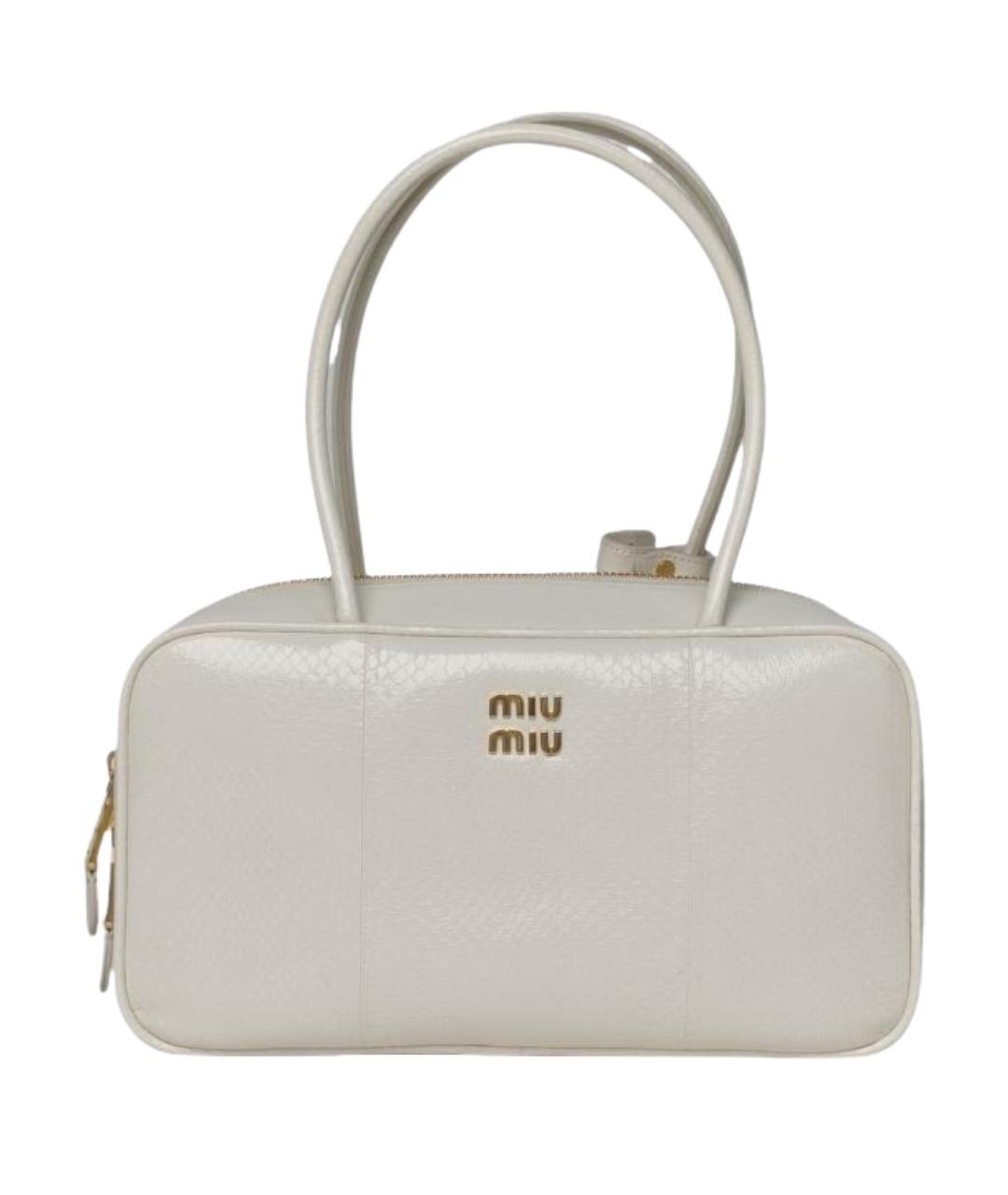 MIU MIU Белая кожаная сумка с короткими ручками, фото 1