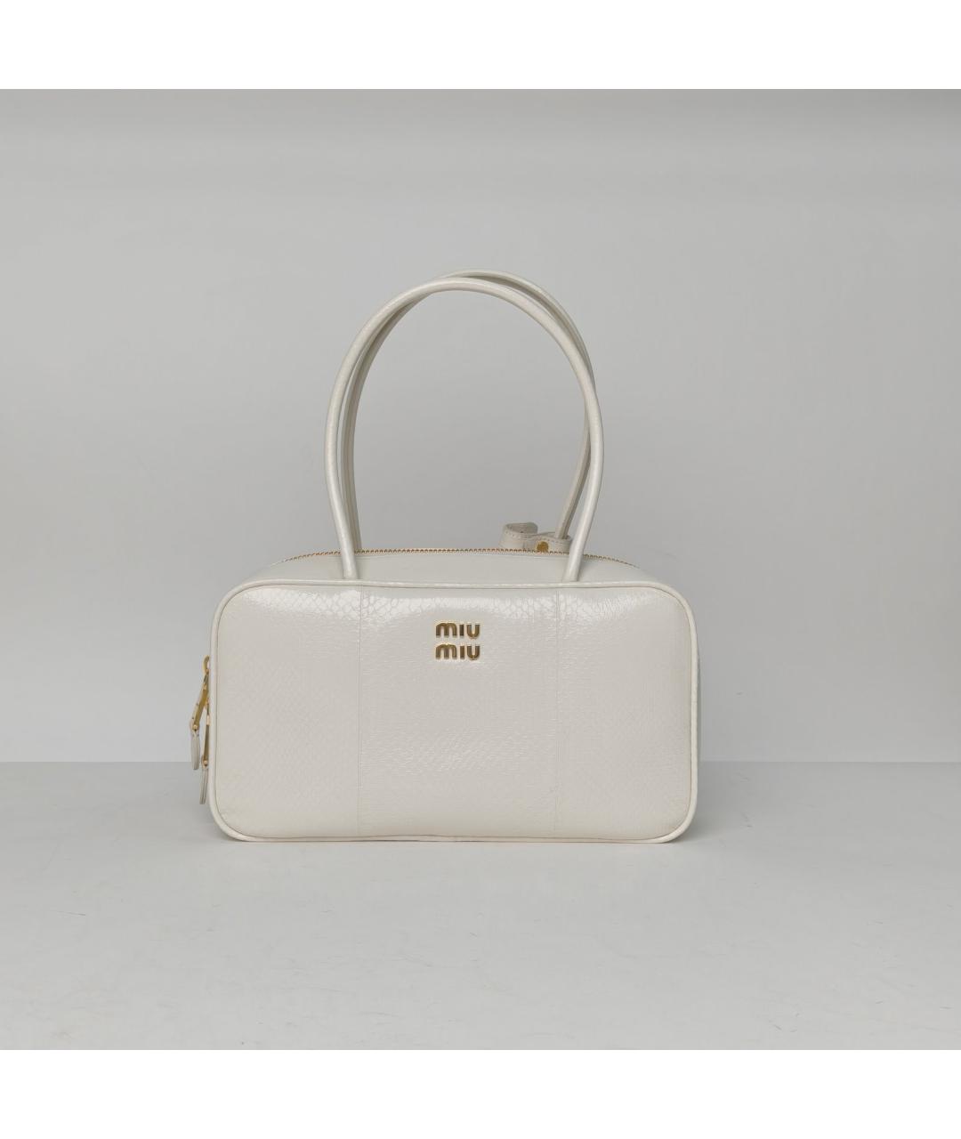 MIU MIU Белая кожаная сумка с короткими ручками, фото 9