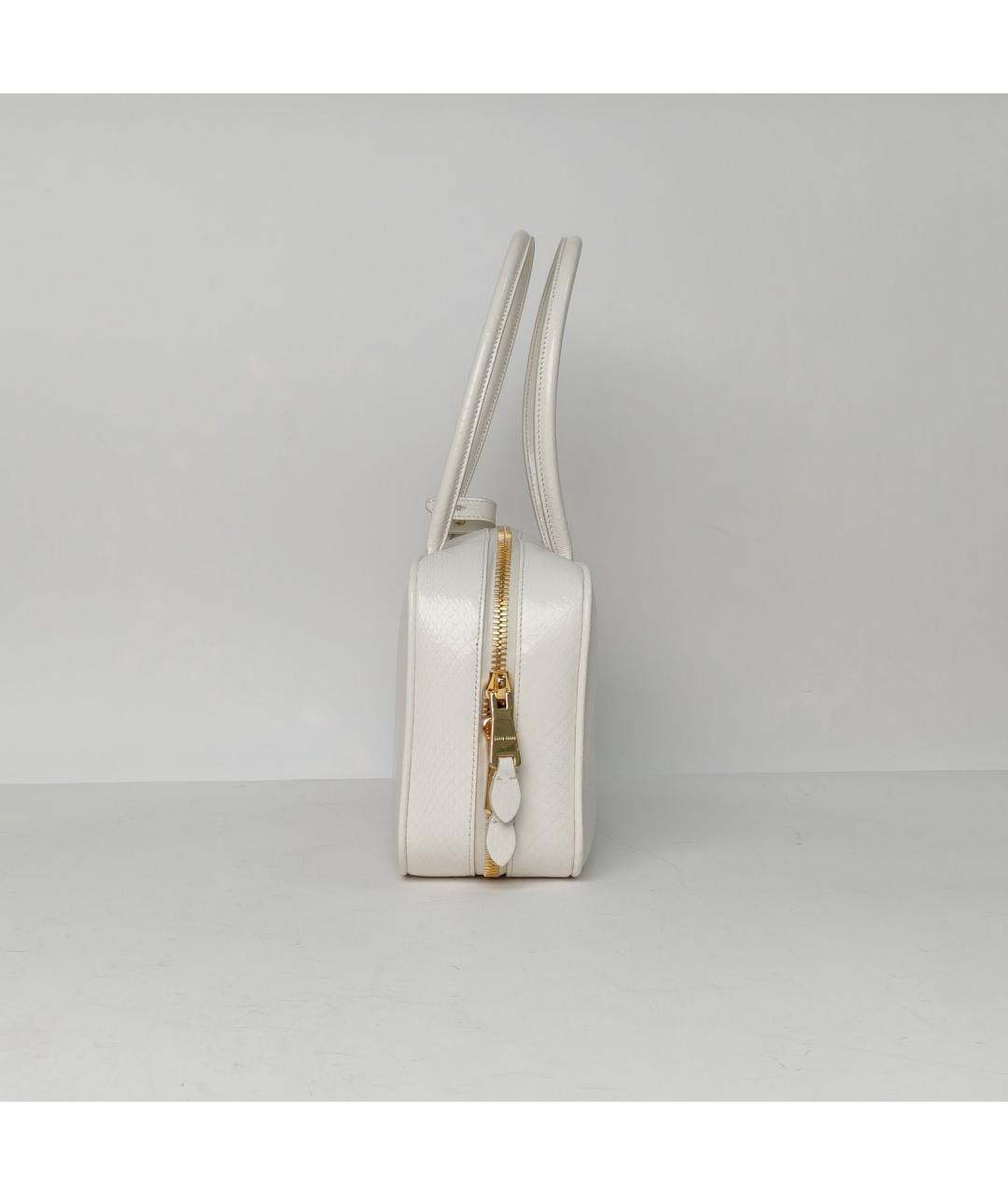 MIU MIU Белая кожаная сумка с короткими ручками, фото 5
