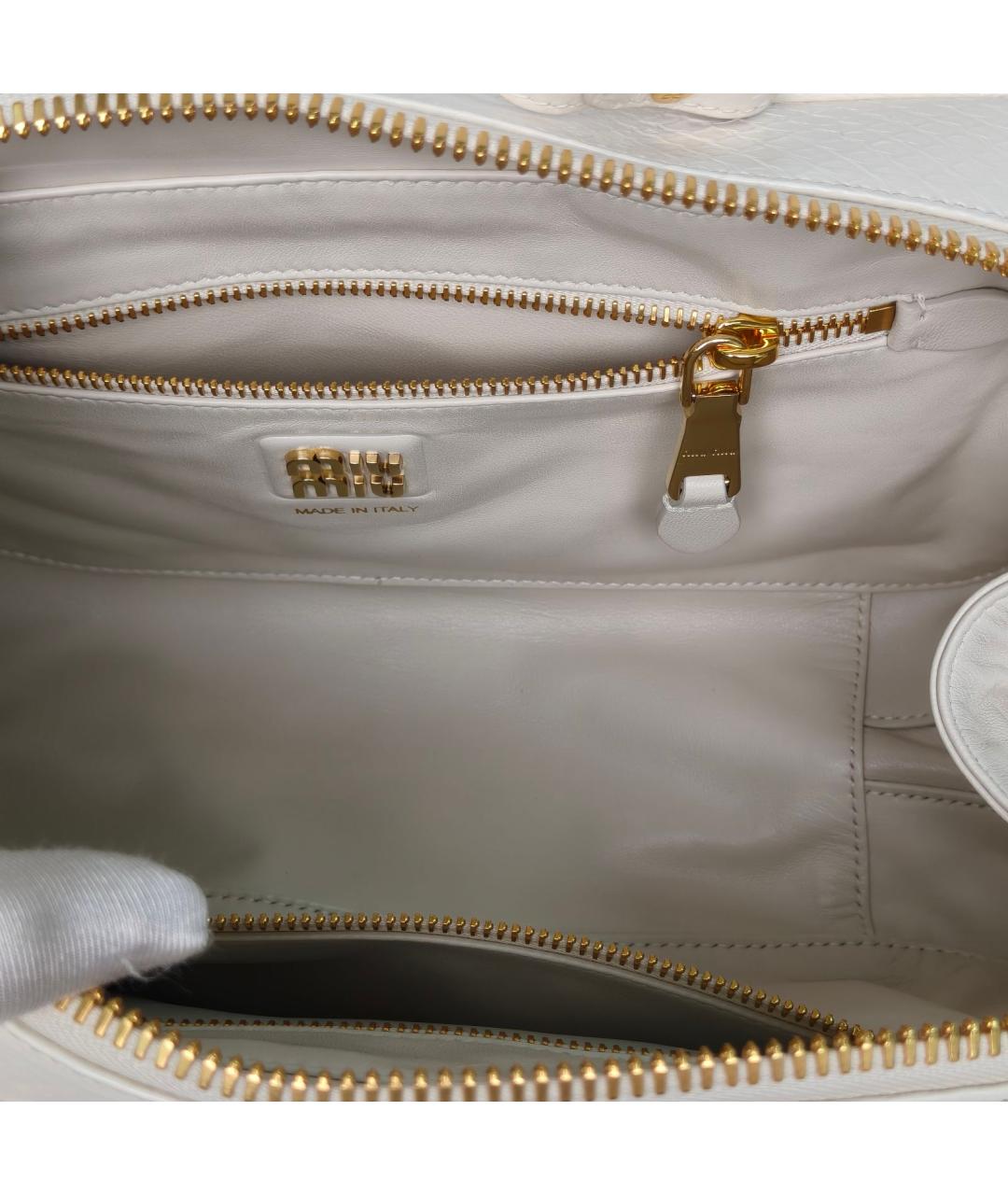 MIU MIU Белая кожаная сумка с короткими ручками, фото 7