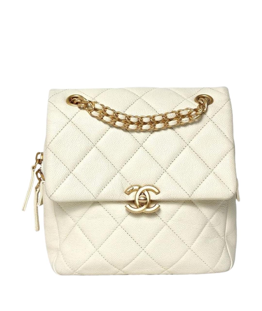 CHANEL Белый кожаный рюкзак, фото 1