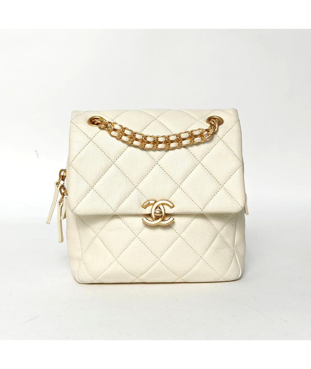 CHANEL Белый кожаный рюкзак, фото 2