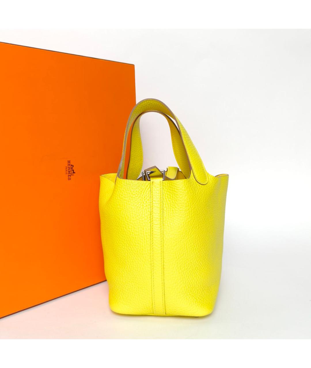 HERMES Желтая кожаная сумка через плечо, фото 8