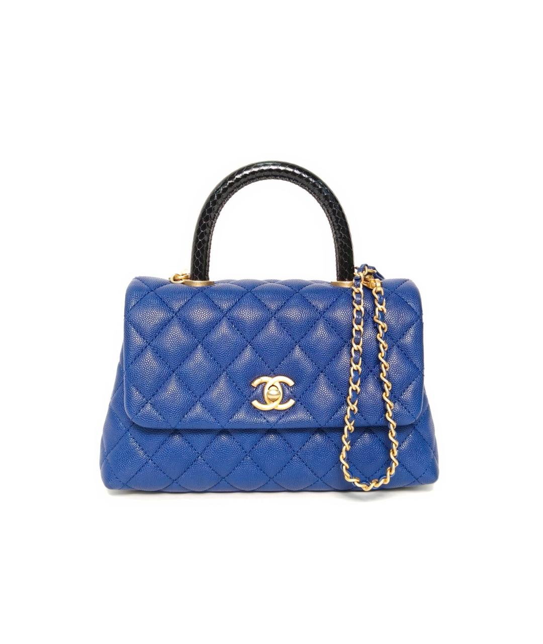 CHANEL Темно-синяя кожаная сумка через плечо, фото 2