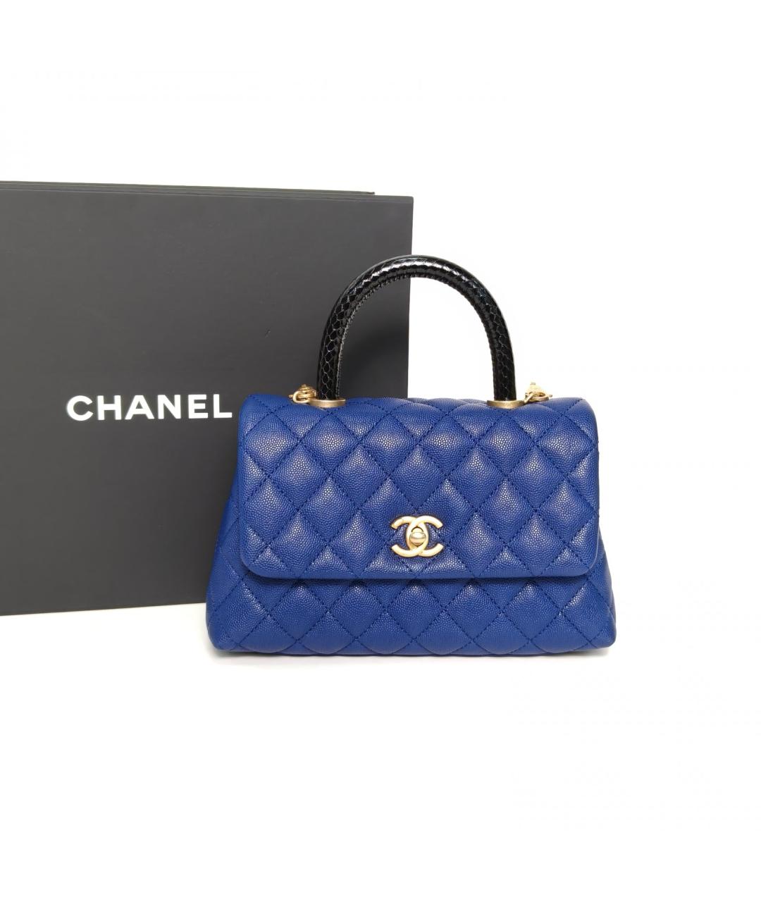 CHANEL Темно-синяя кожаная сумка через плечо, фото 9