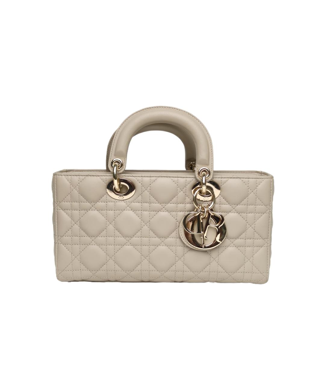 CHRISTIAN DIOR Бежевая кожаная сумка через плечо, фото 1