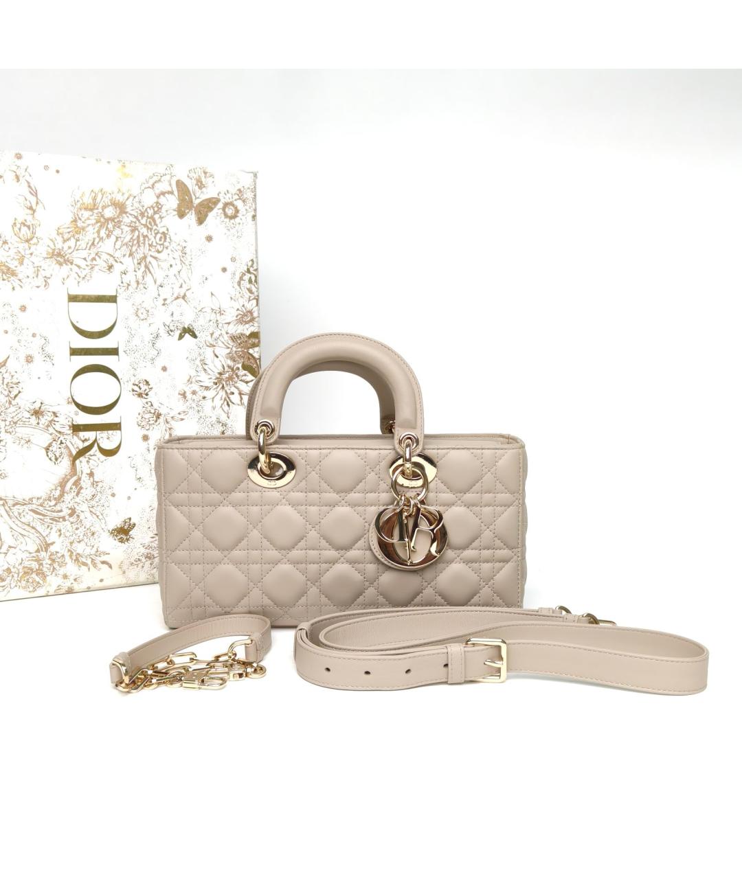 CHRISTIAN DIOR Бежевая кожаная сумка через плечо, фото 9