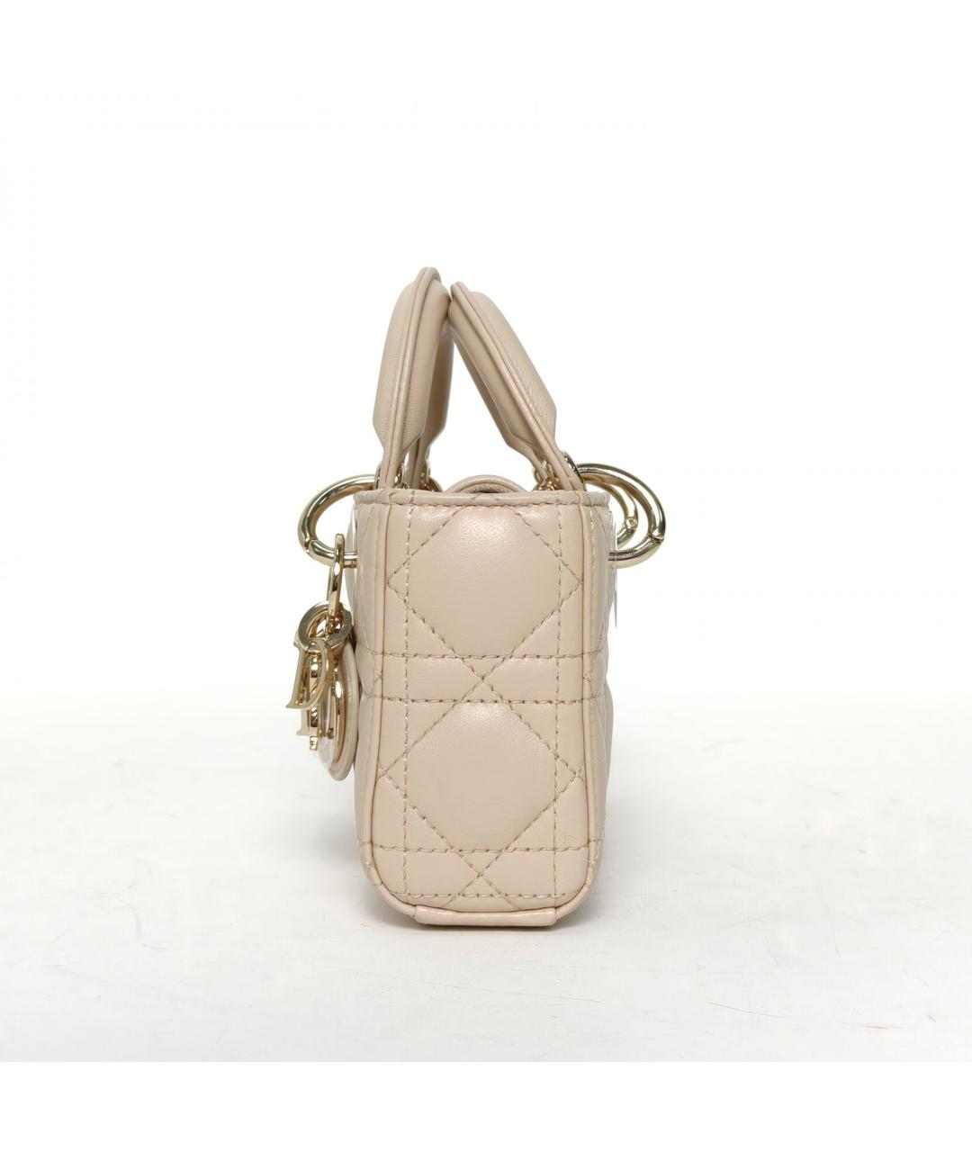 CHRISTIAN DIOR Бежевая кожаная сумка через плечо, фото 5