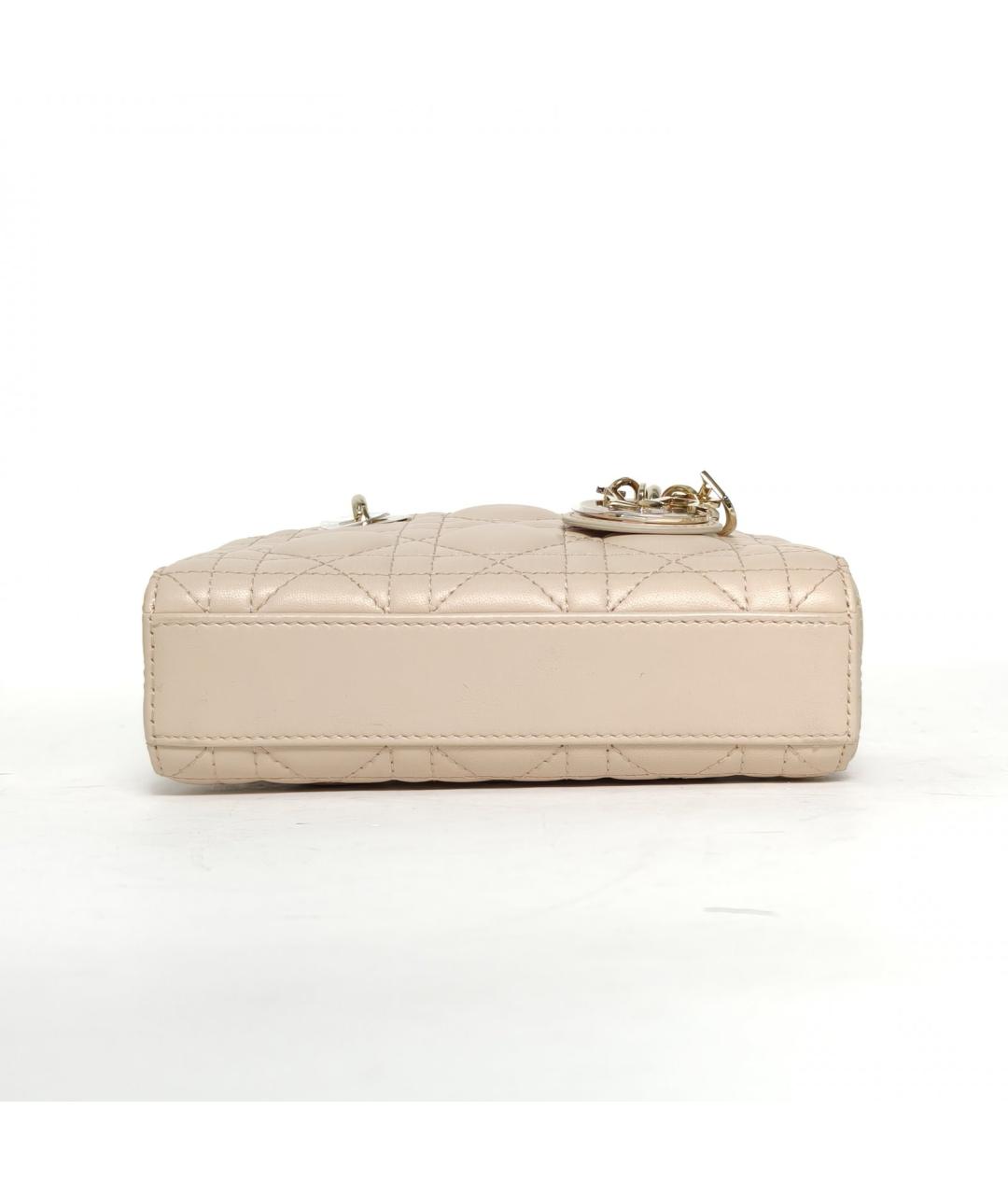 CHRISTIAN DIOR Бежевая кожаная сумка через плечо, фото 6