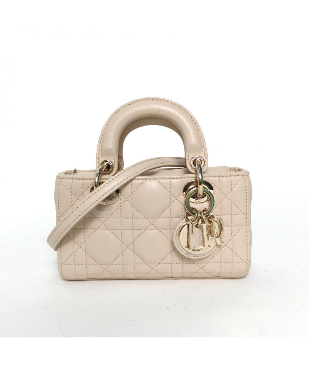 CHRISTIAN DIOR Бежевая кожаная сумка через плечо, фото 2