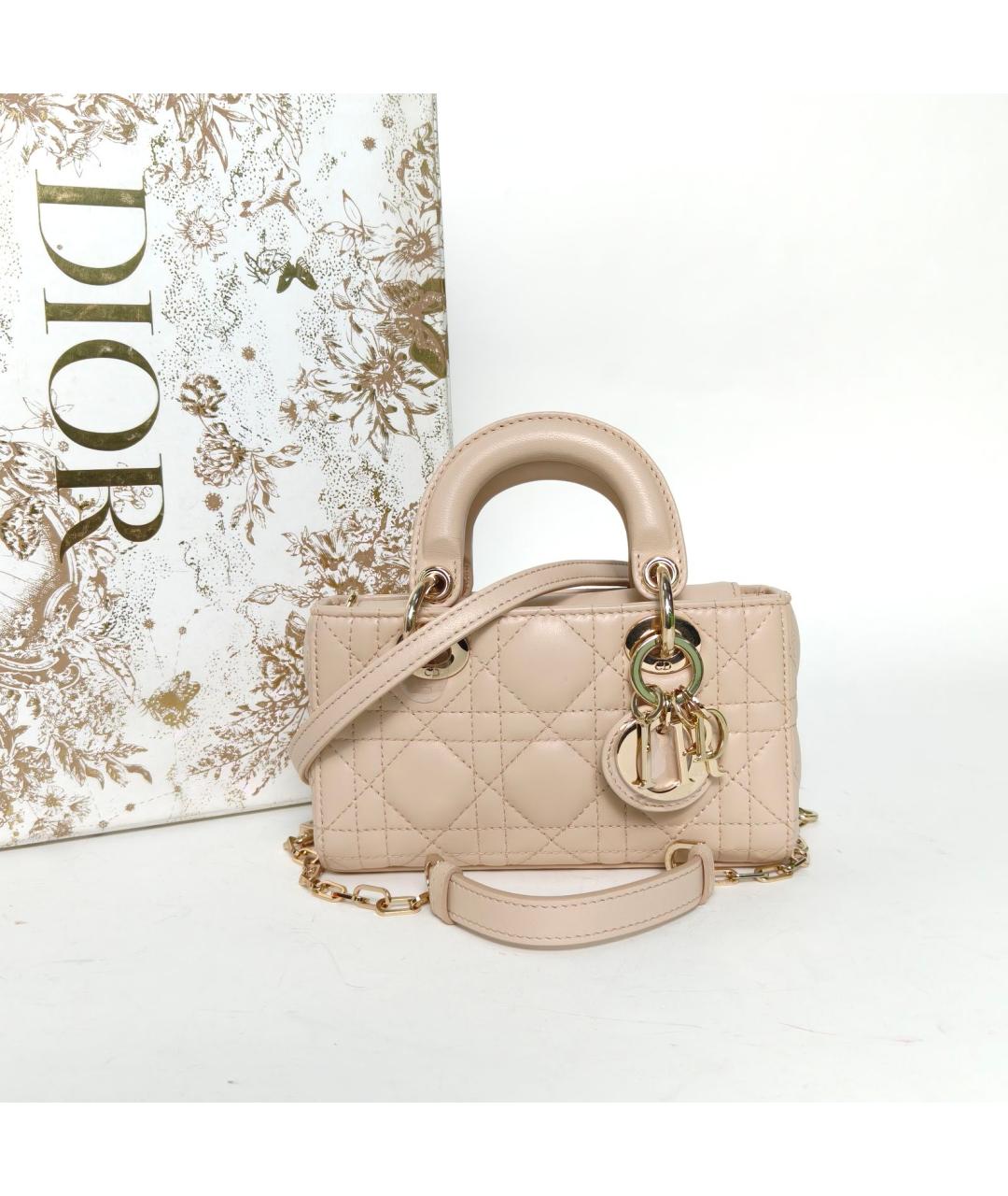 CHRISTIAN DIOR Бежевая кожаная сумка через плечо, фото 9