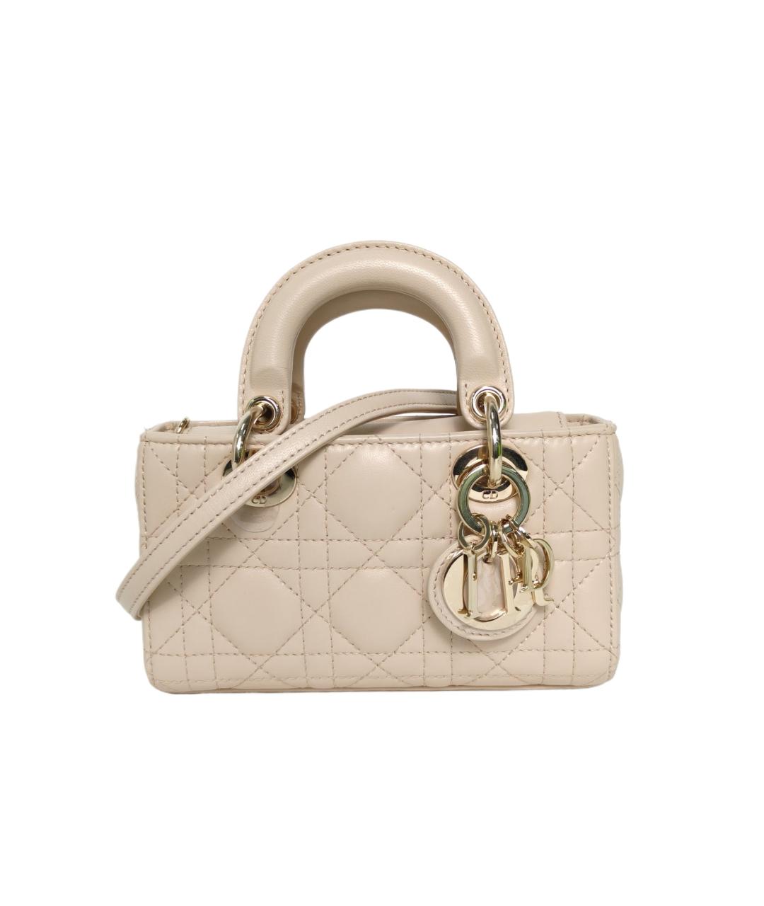 CHRISTIAN DIOR Бежевая кожаная сумка через плечо, фото 1