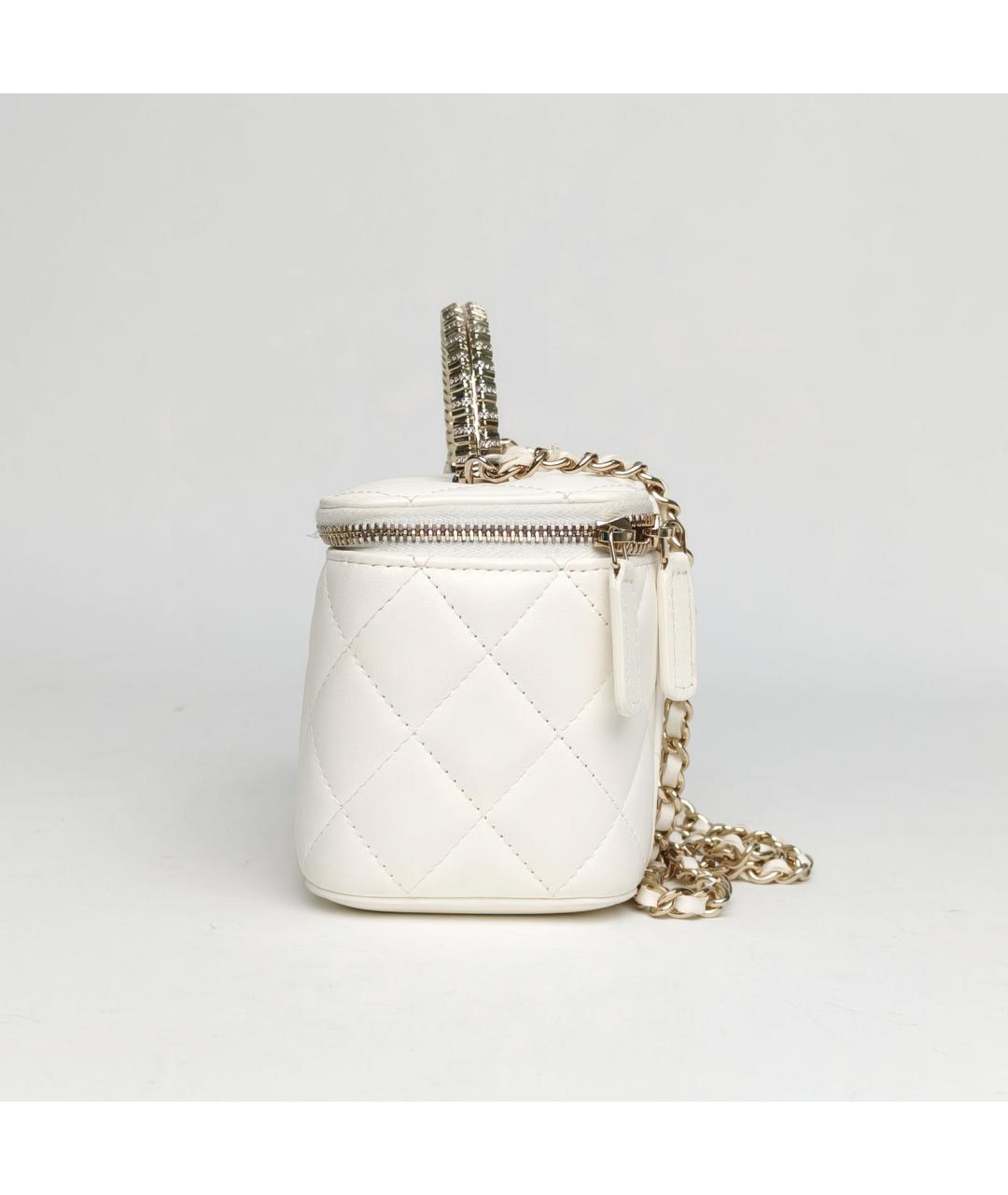 CHANEL Белая кожаная сумка через плечо, фото 3