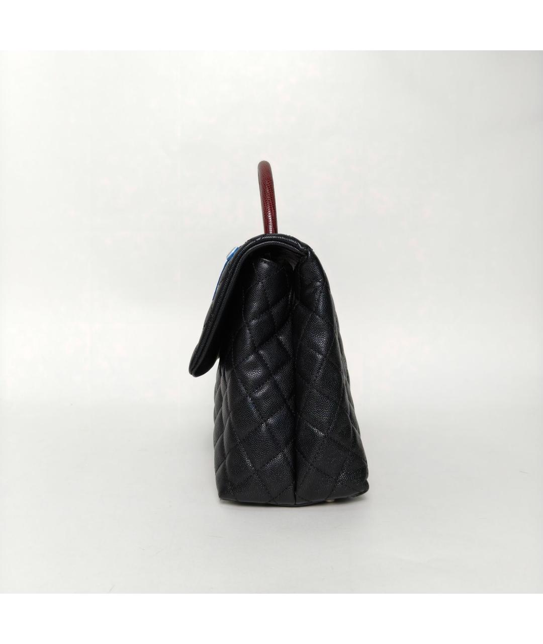 CHANEL Черная сумка с короткими ручками из экзотической кожи, фото 3