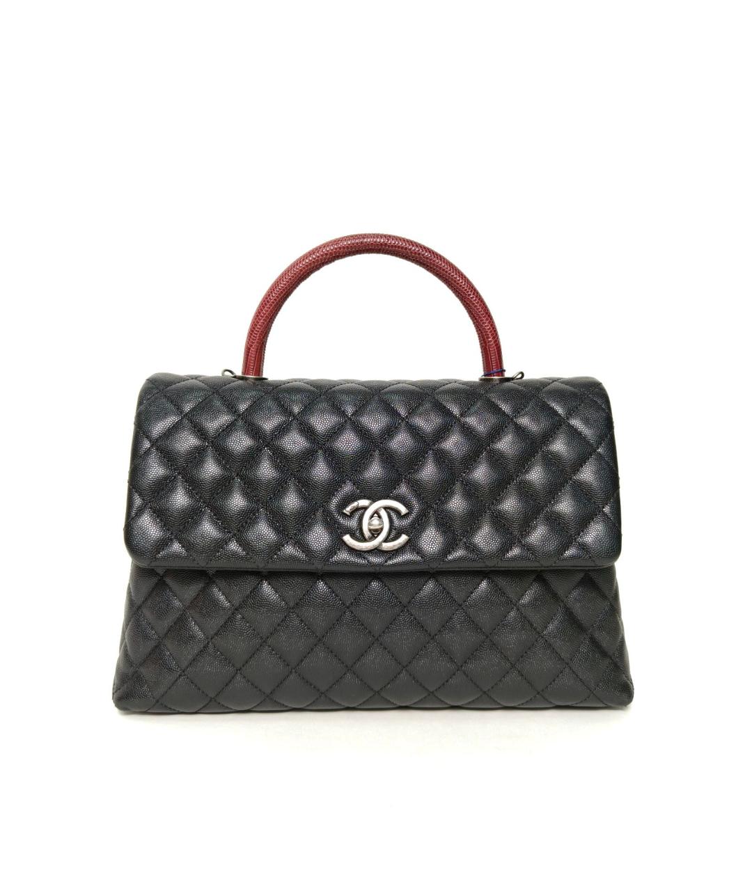 CHANEL Черная сумка с короткими ручками из экзотической кожи, фото 2