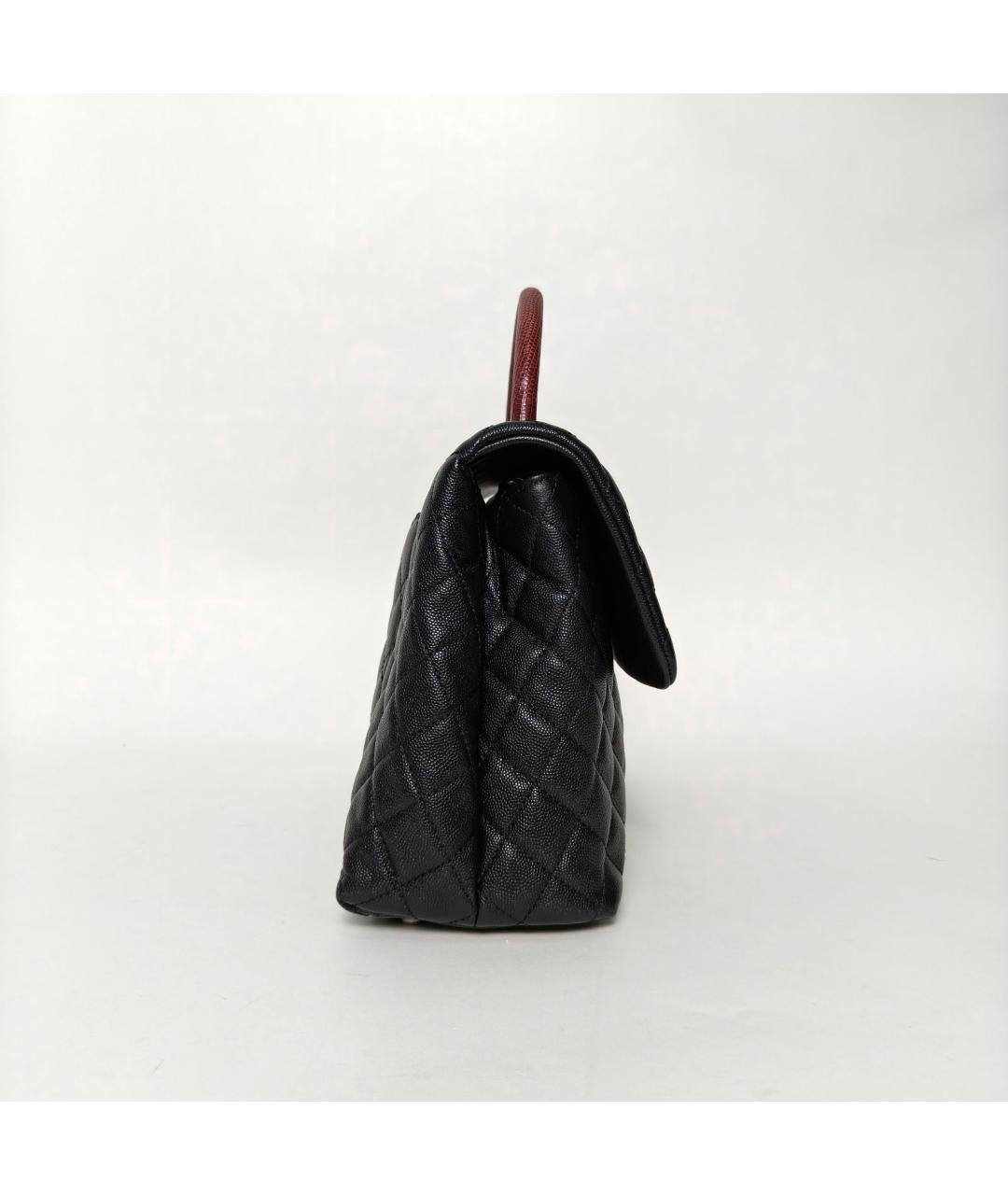 CHANEL Черная сумка с короткими ручками из экзотической кожи, фото 5