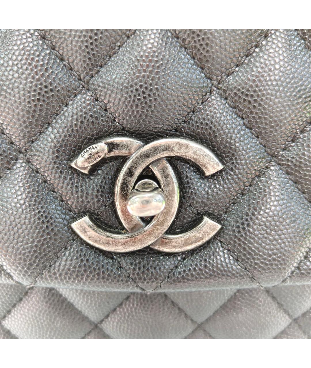 CHANEL Черная сумка с короткими ручками из экзотической кожи, фото 7