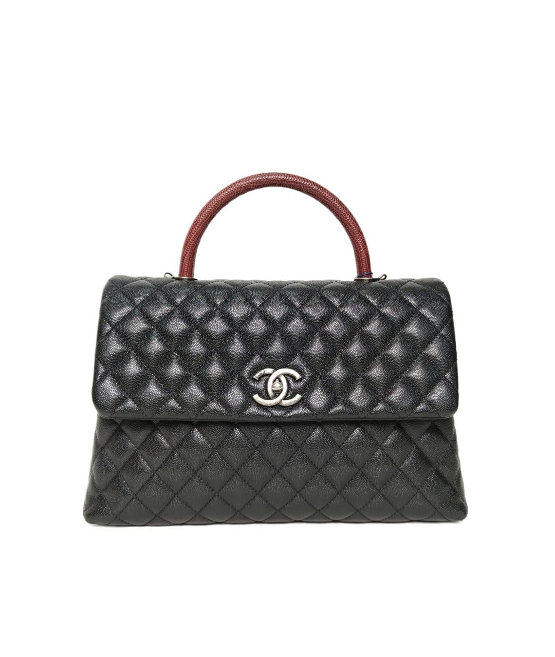 CHANEL Черная сумка с короткими ручками из экзотической кожи, фото 1