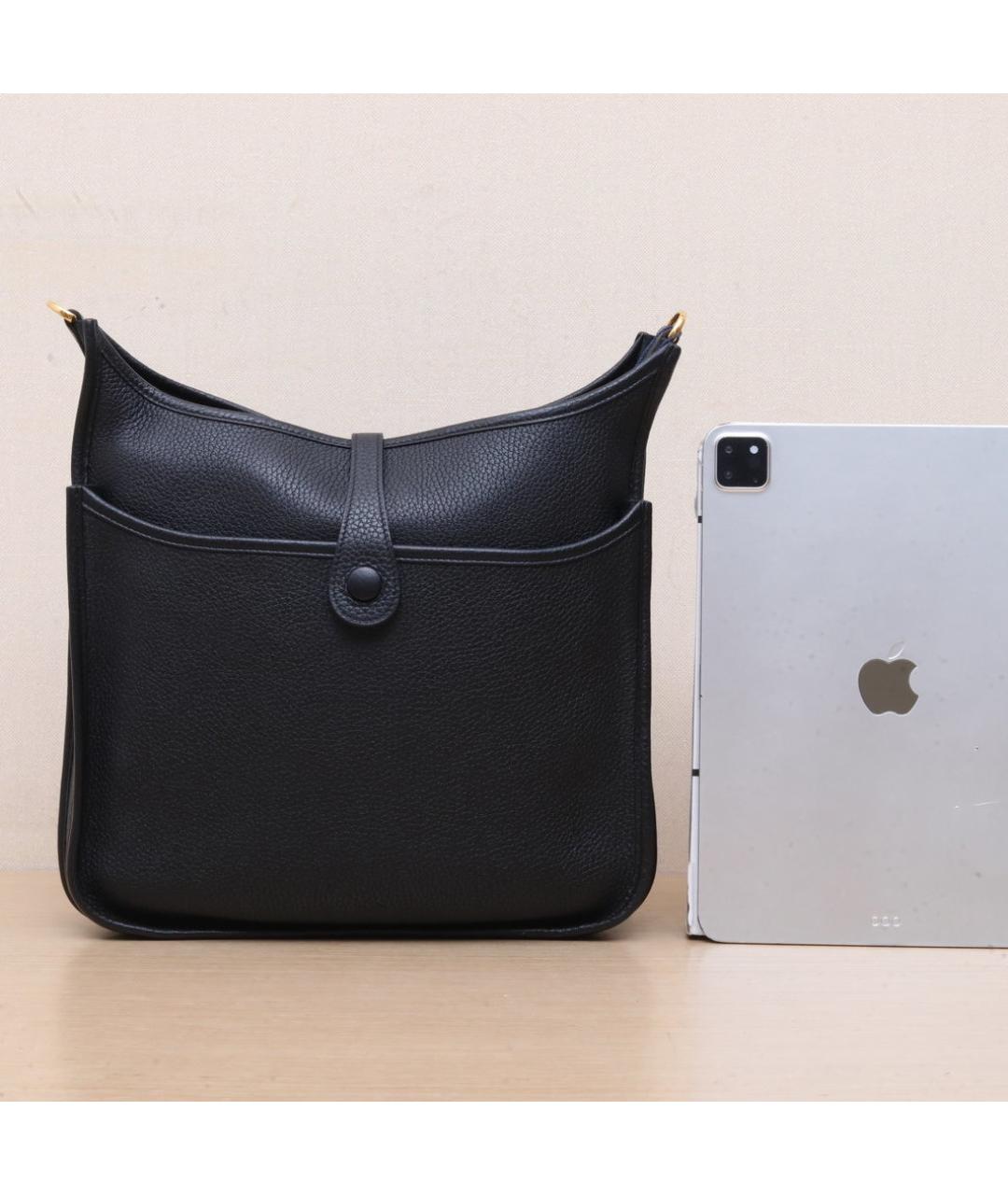 HERMES Черная кожаная сумка через плечо, фото 6