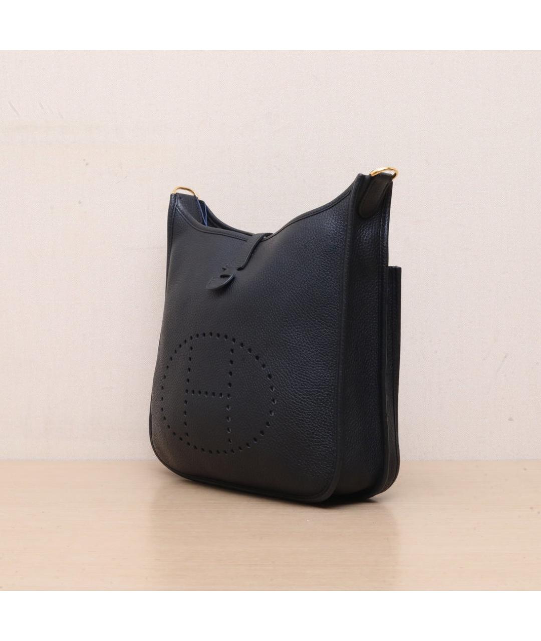 HERMES Черная кожаная сумка через плечо, фото 3