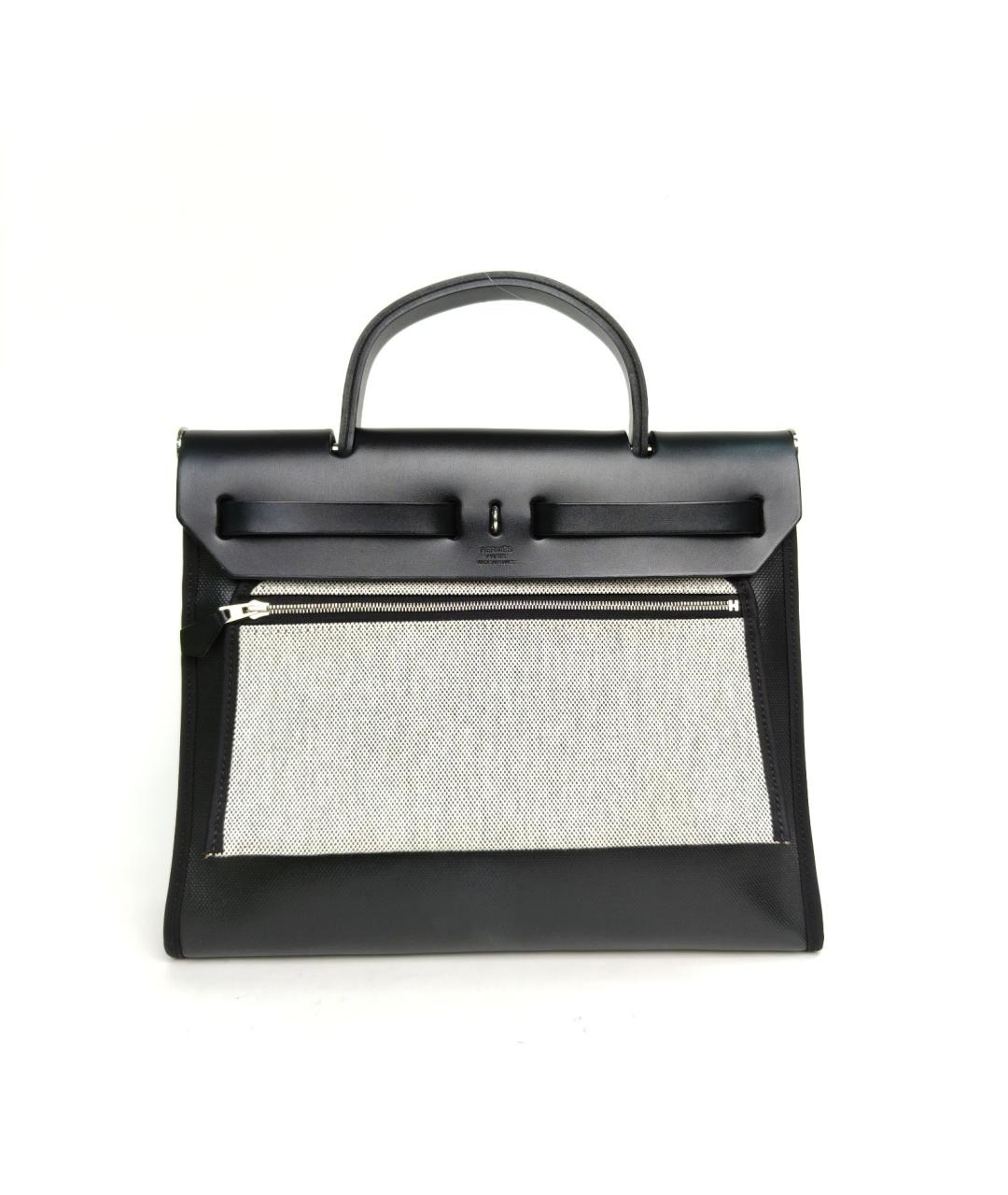 HERMES Черная кожаная сумка с короткими ручками, фото 4
