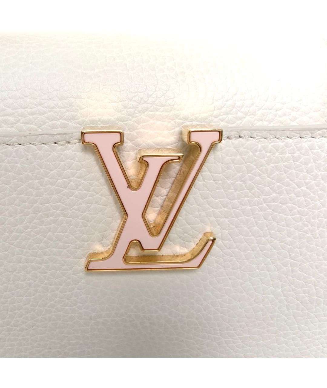 LOUIS VUITTON Белая кожаная сумка с короткими ручками, фото 7