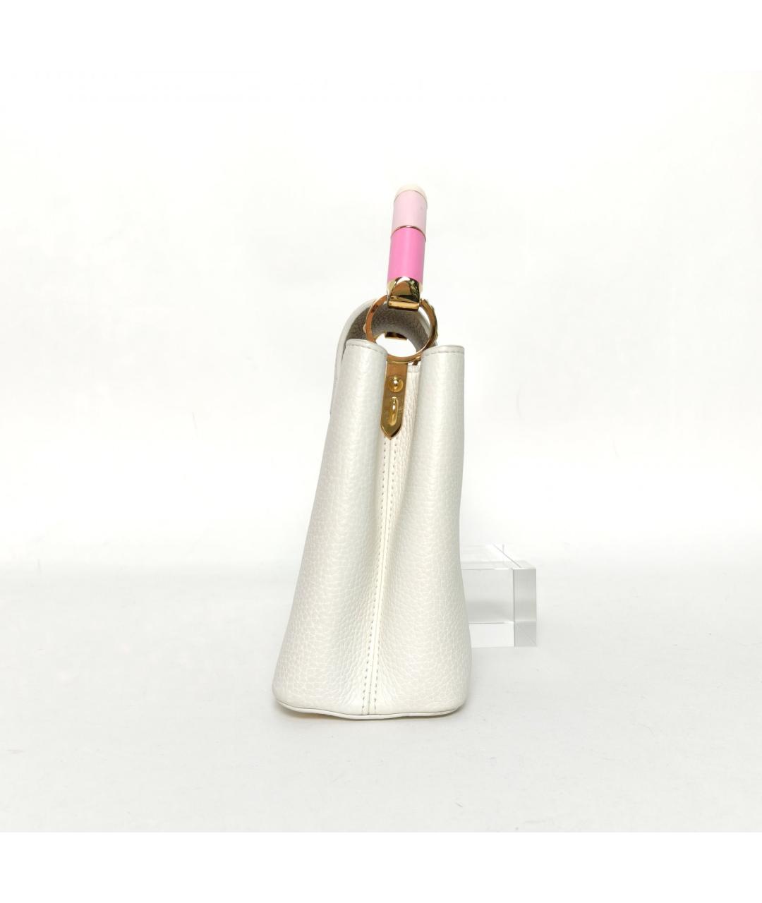 LOUIS VUITTON Белая кожаная сумка с короткими ручками, фото 5
