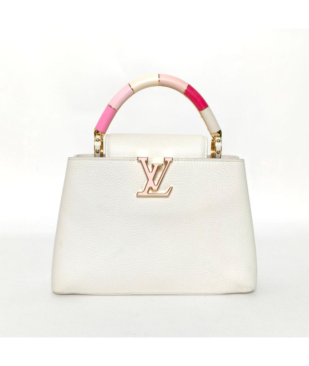 LOUIS VUITTON Белая кожаная сумка с короткими ручками, фото 2