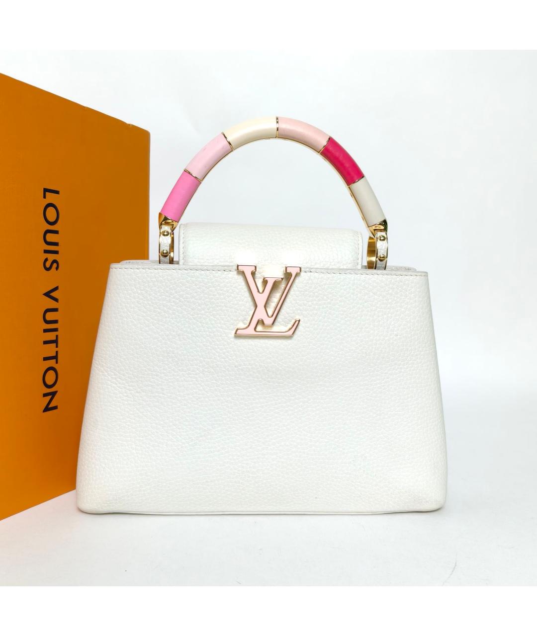 LOUIS VUITTON Белая кожаная сумка с короткими ручками, фото 9