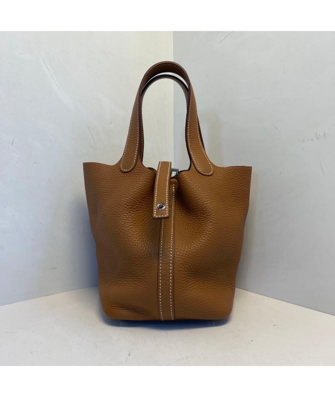 HERMES Коричневая кожаная сумка через плечо, фото 8