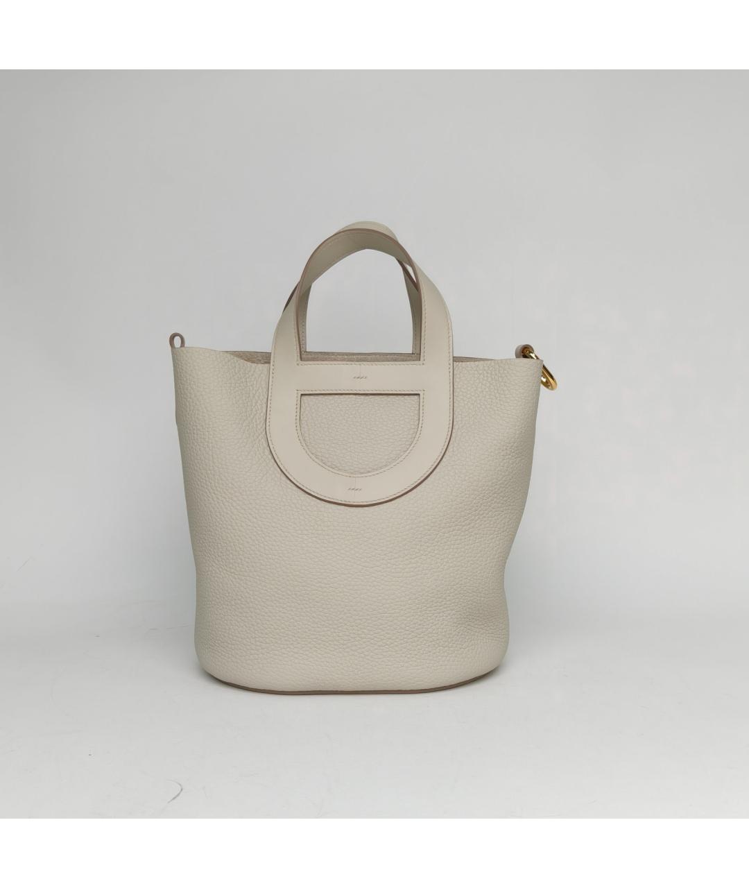 HERMES Бежевая кожаная сумка через плечо, фото 2