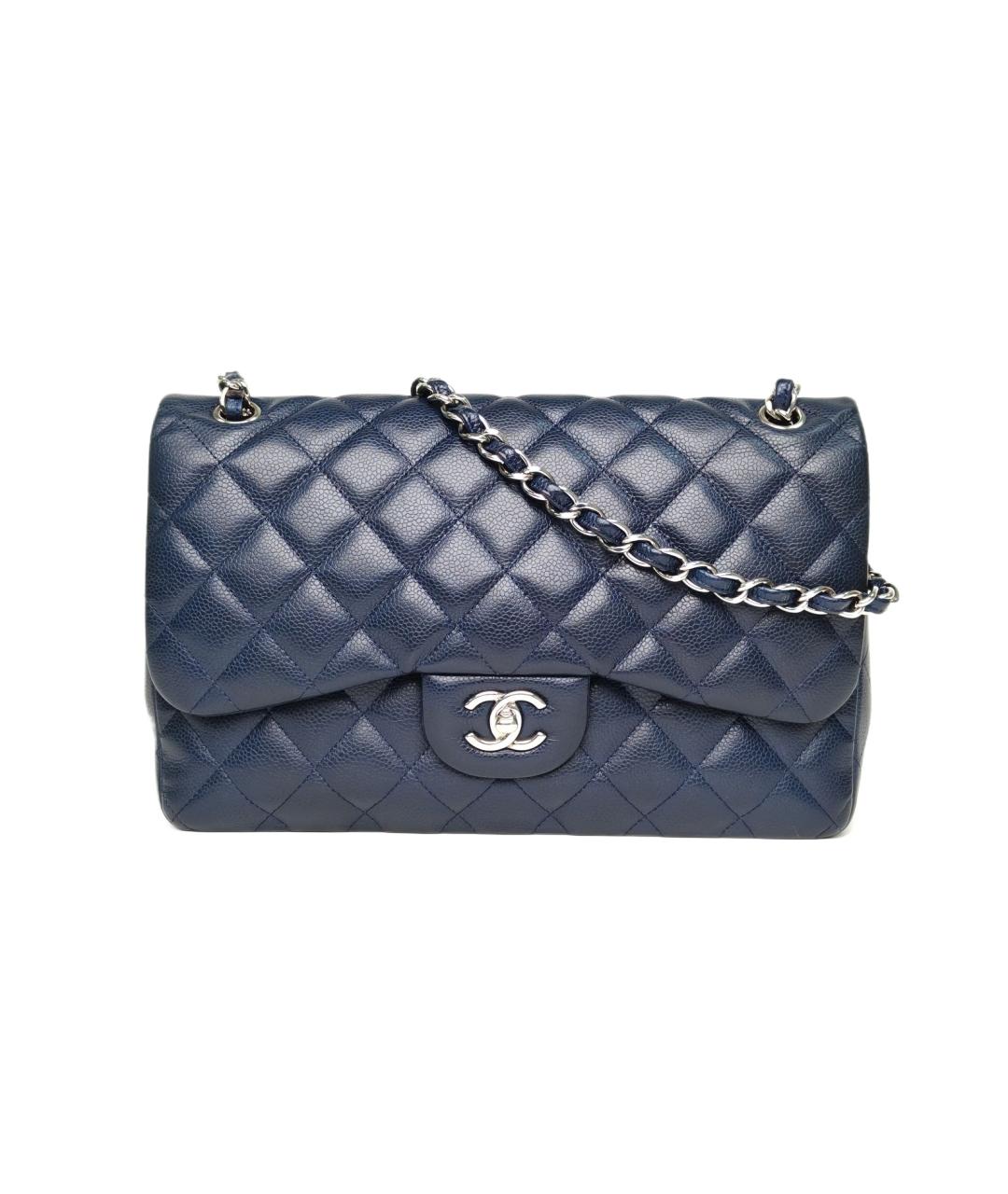 CHANEL Темно-синяя кожаная сумка через плечо, фото 9