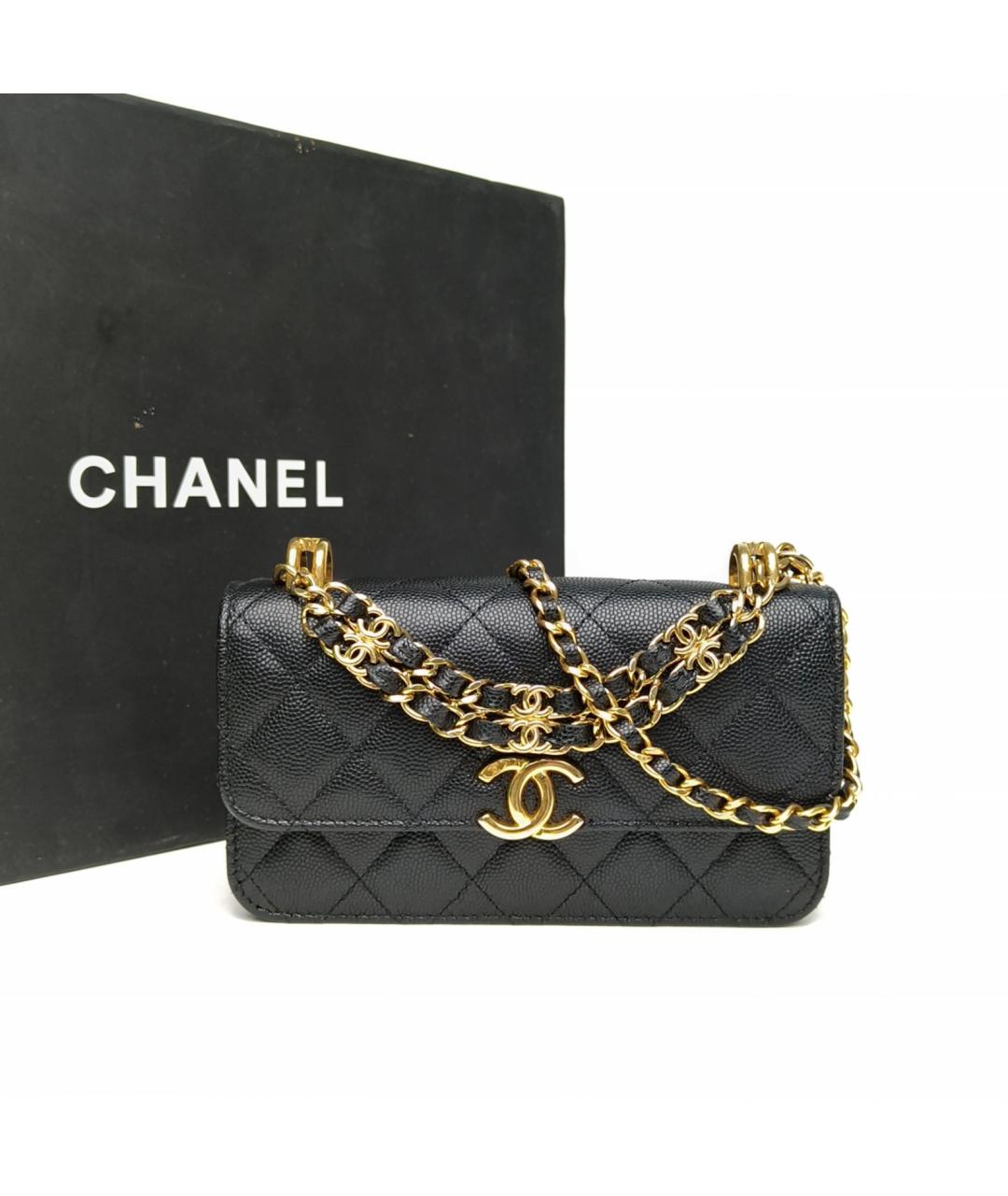 CHANEL Черная кожаная сумка через плечо, фото 9