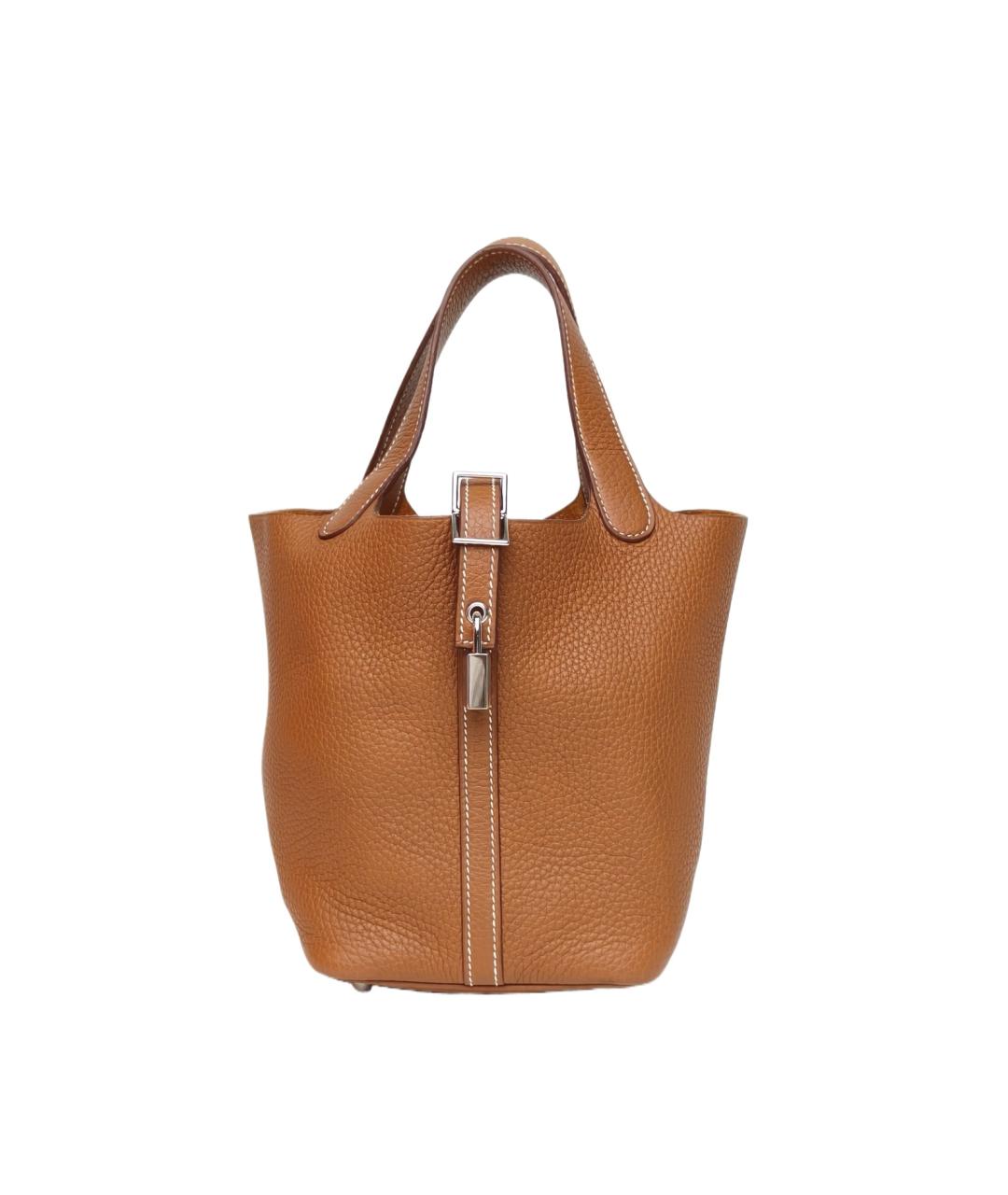 HERMES Коричневая кожаная сумка через плечо, фото 9