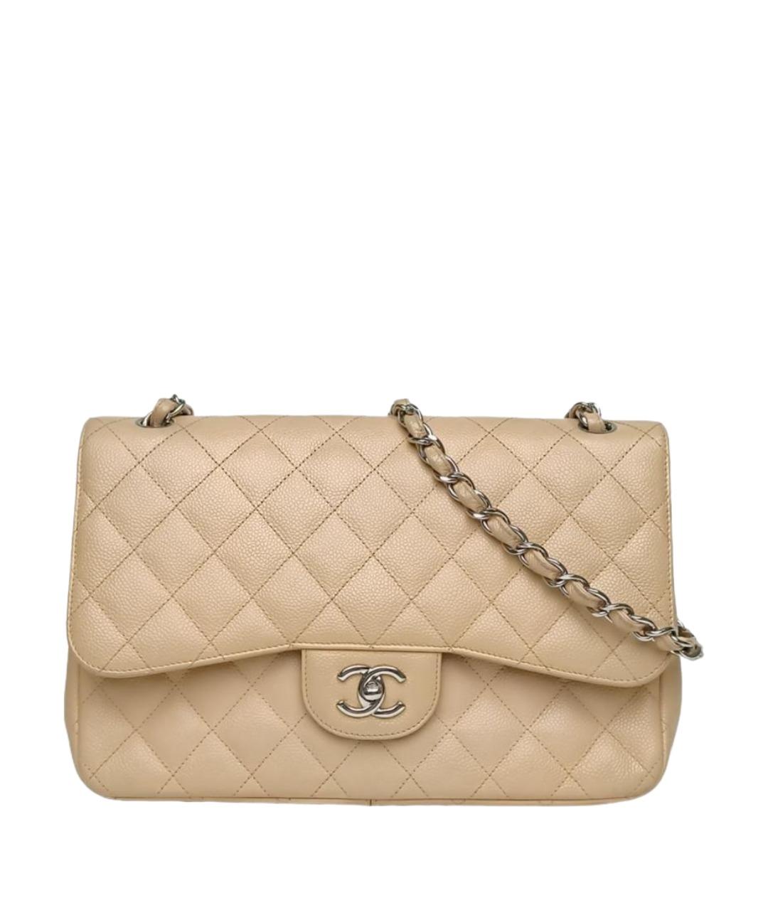 CHANEL Бежевая кожаная сумка через плечо, фото 1