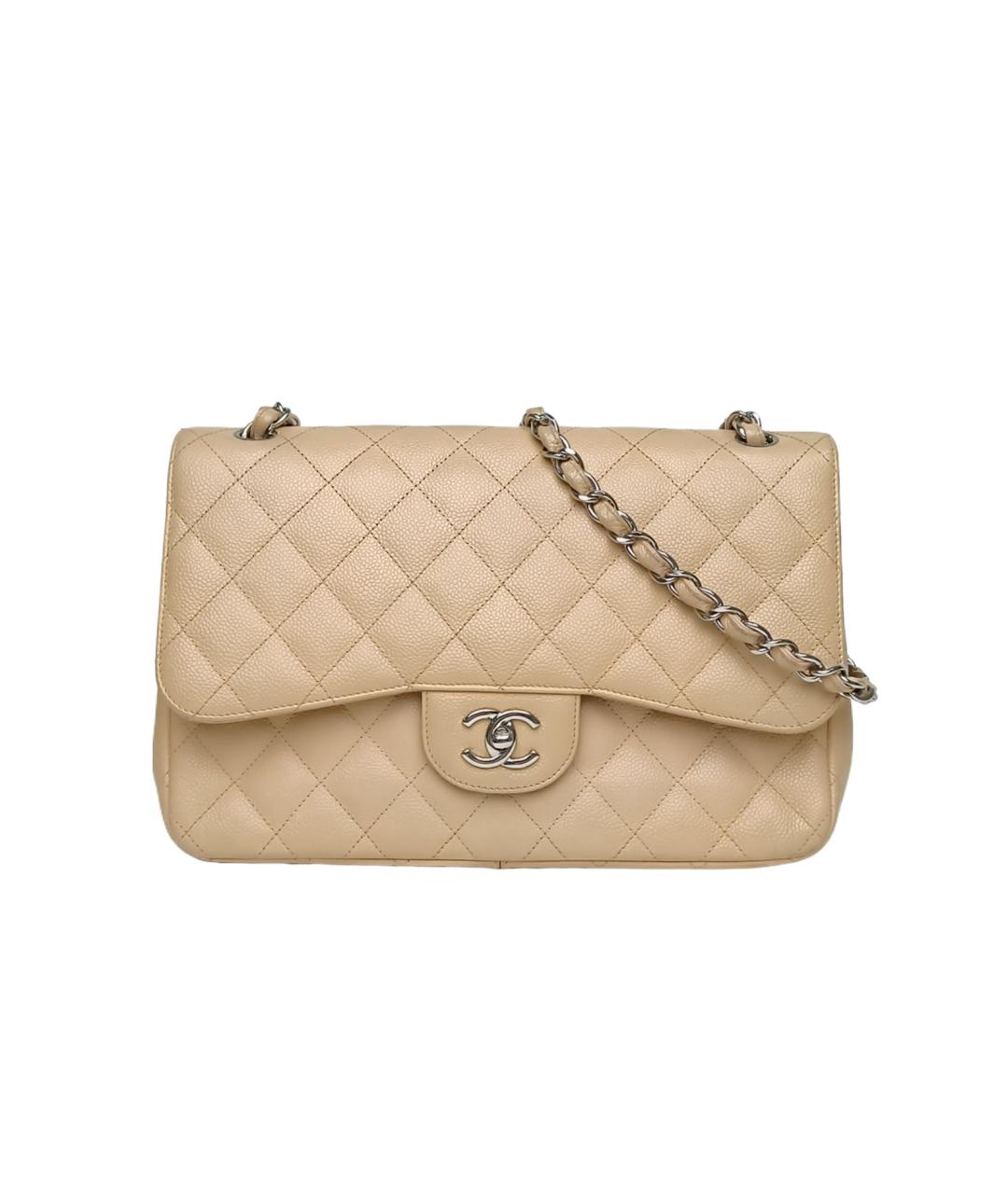 CHANEL Бежевая кожаная сумка через плечо, фото 9