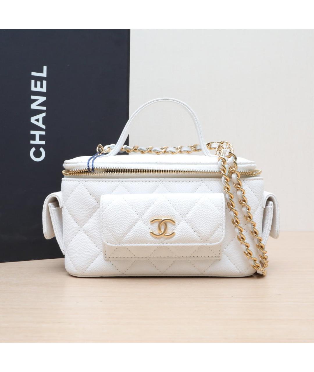 CHANEL Белая кожаная сумка через плечо, фото 2