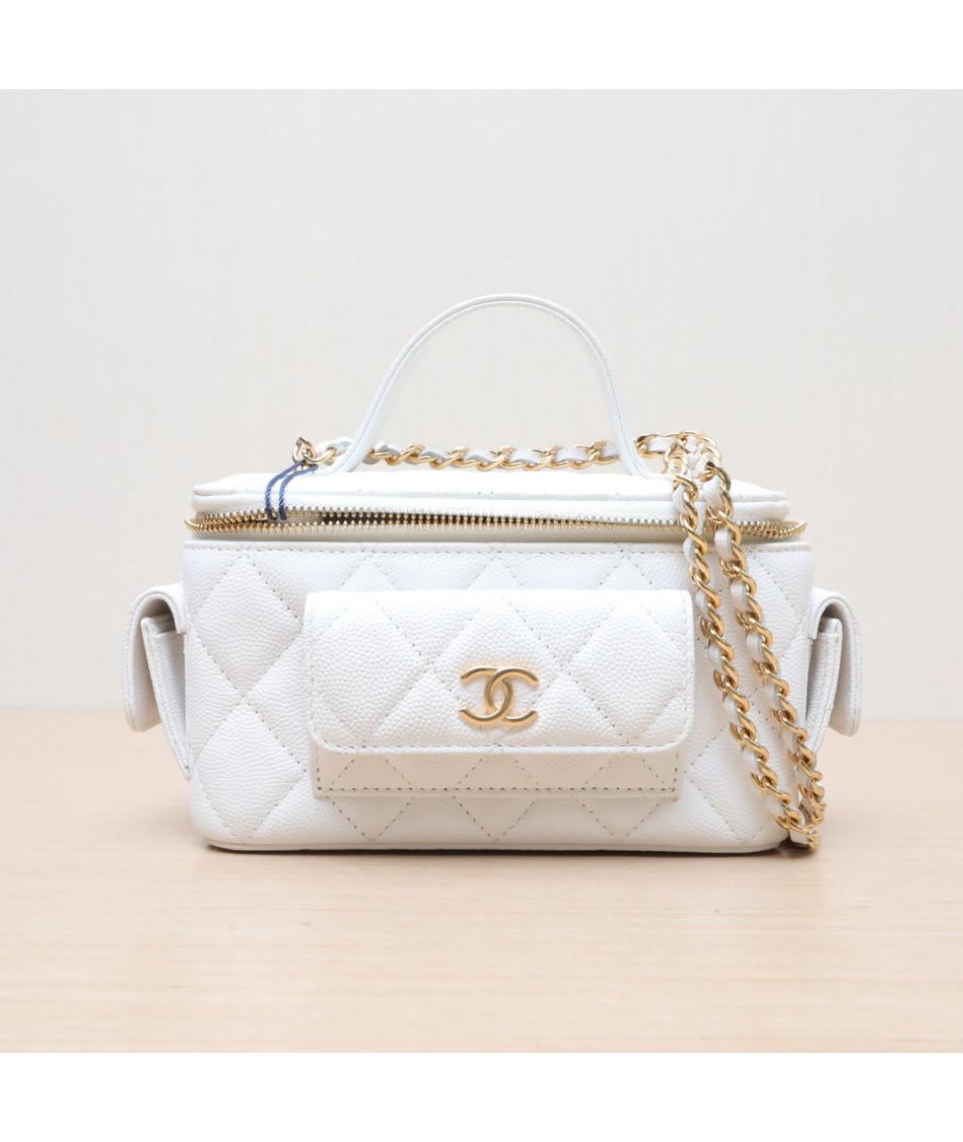 CHANEL Белая кожаная сумка через плечо, фото 3