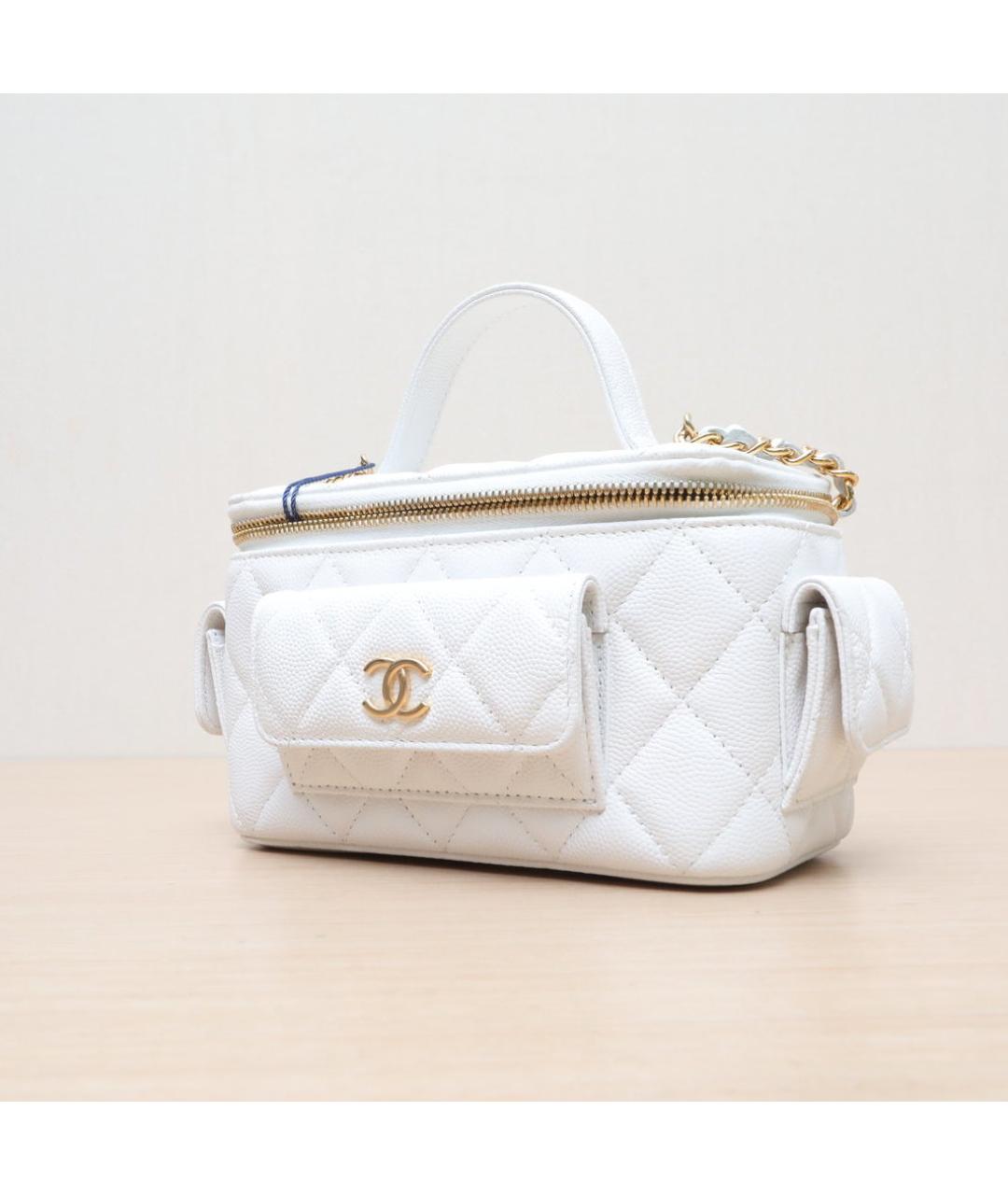 CHANEL Белая кожаная сумка через плечо, фото 4