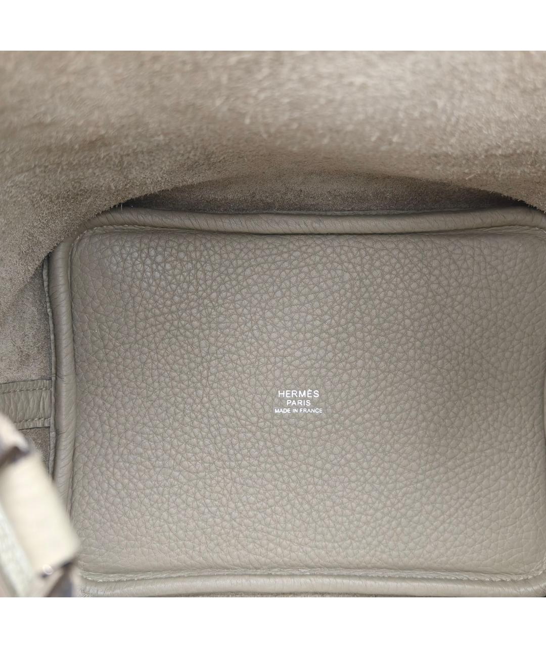 HERMES Серая кожаная сумка через плечо, фото 7