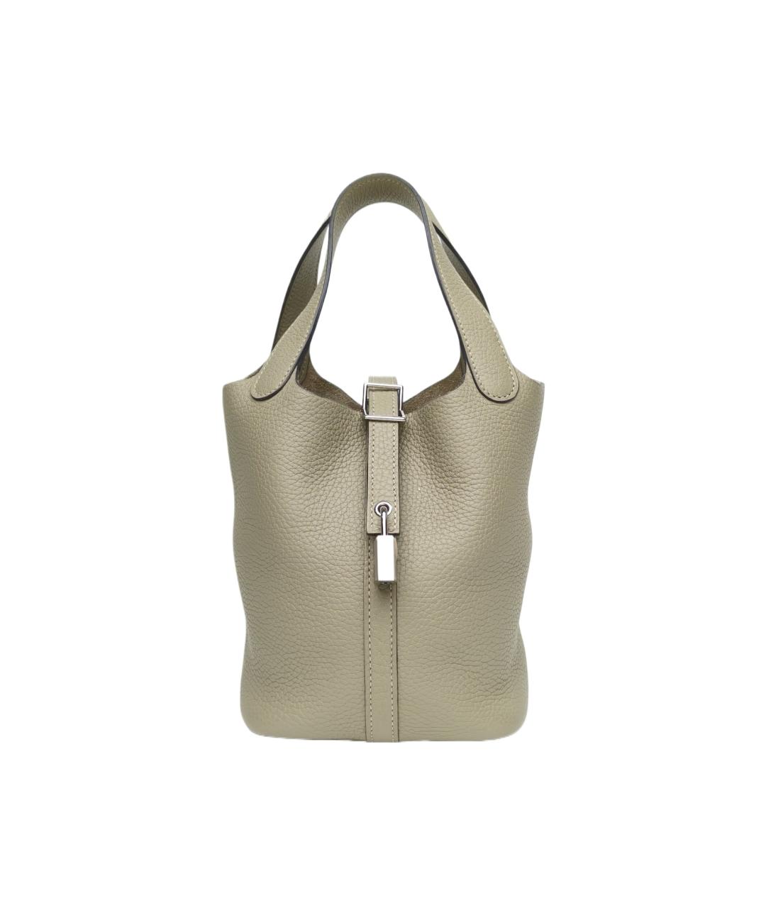 HERMES Серая кожаная сумка через плечо, фото 9