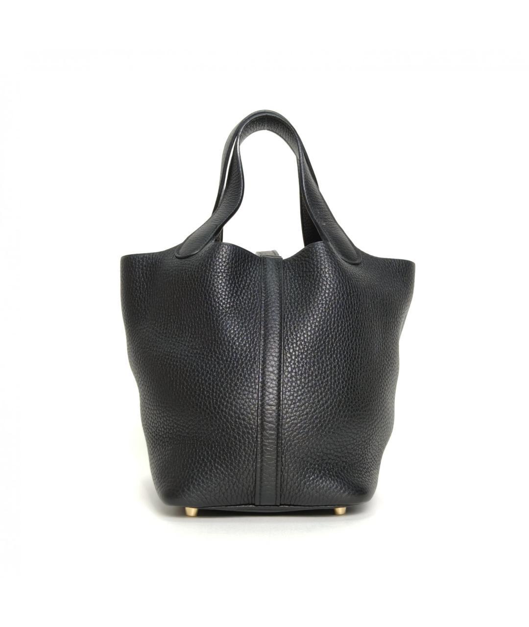 HERMES Черная кожаная сумка с короткими ручками, фото 4