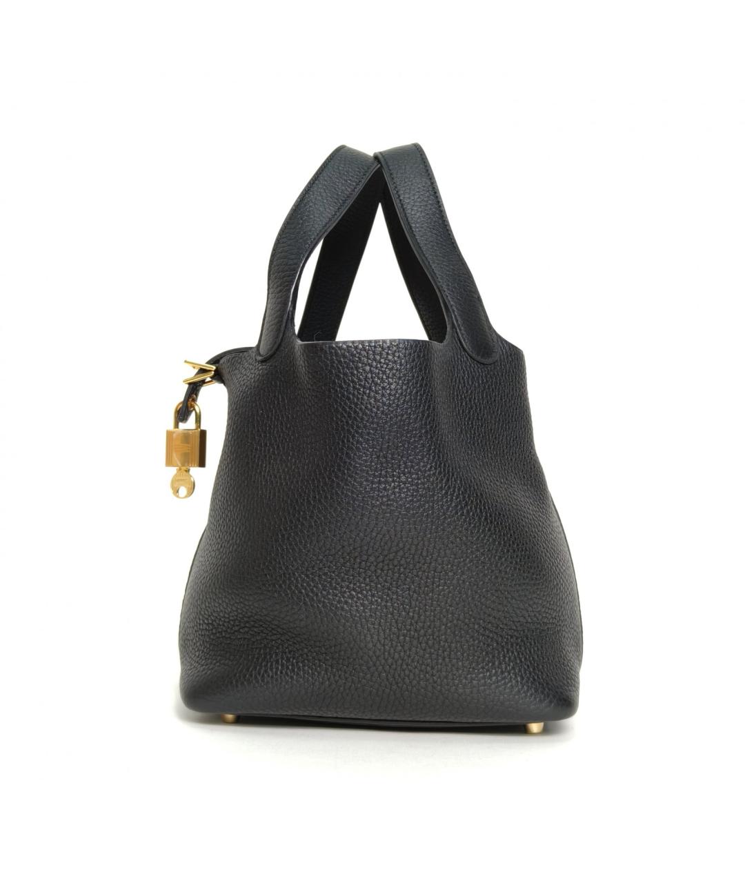 HERMES Черная кожаная сумка с короткими ручками, фото 5