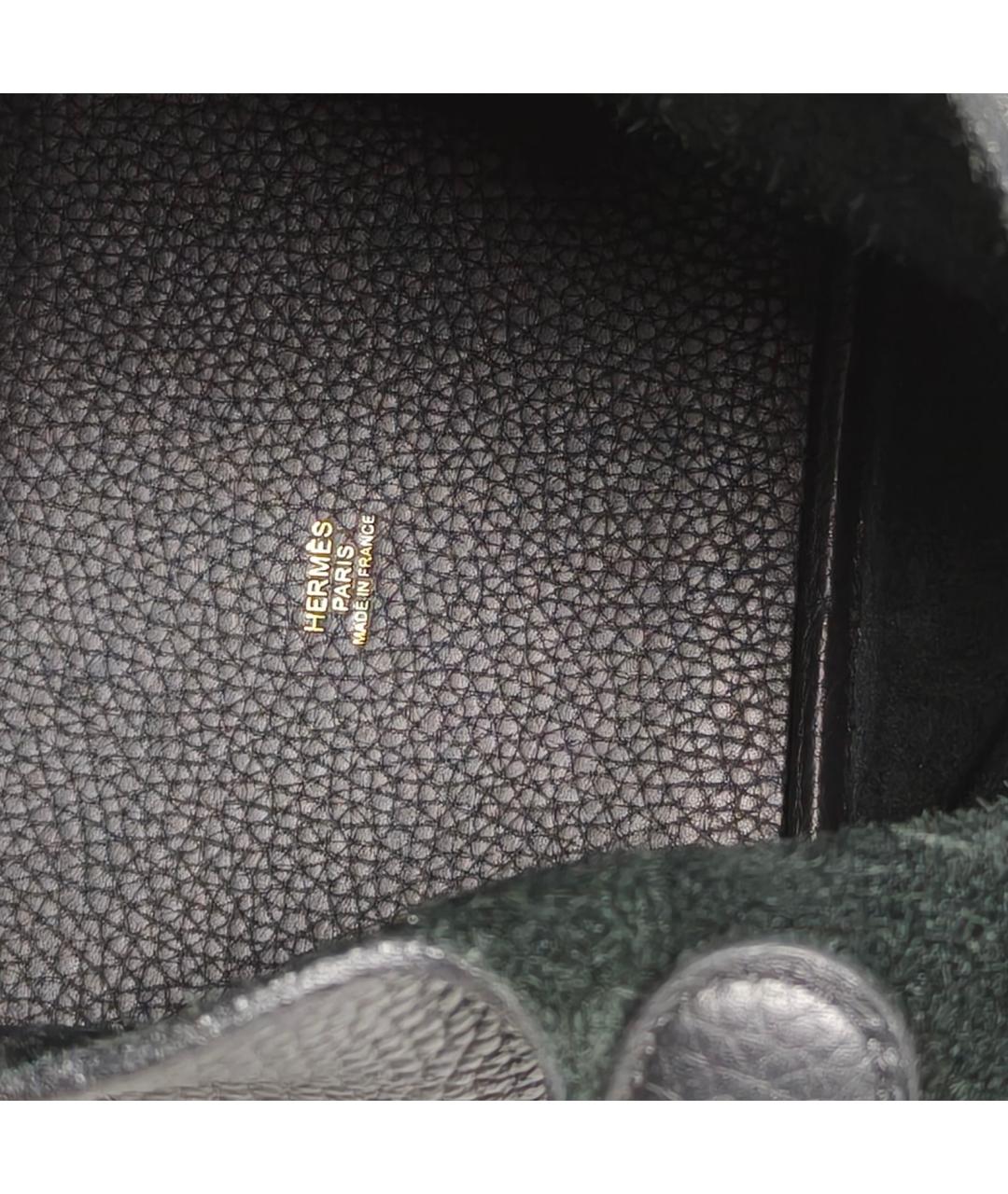 HERMES Черная кожаная сумка с короткими ручками, фото 8